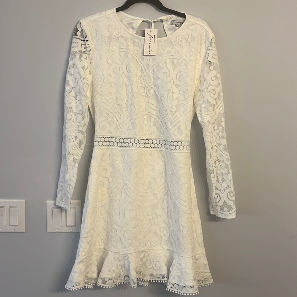 Twosisters white lace long sleeve dress XL